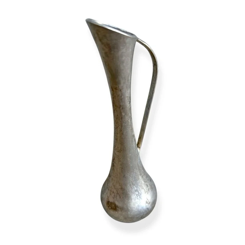 Vintage French Silver Plated Brass‎ Metal Single Bud Vase 7